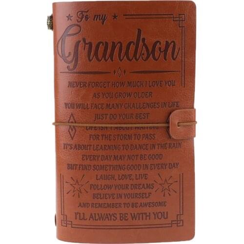 Vintage Faux Leather Engraved Journal Notebook Diary to Grandson Granddaughter