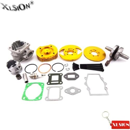 XLSION Aftermarket 3 Grooves Cylinder Assy Piston Golden Big Bore Kit For 47cc 49cc Pocket Bikes Mini Dirt ATV