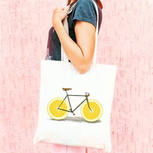 Handbag Fashion Books Shopping Bags for Girls Hot Women Canvas Bag Funny Fruit Printed Tote Ladies Eco Reusable Shoulder Bags