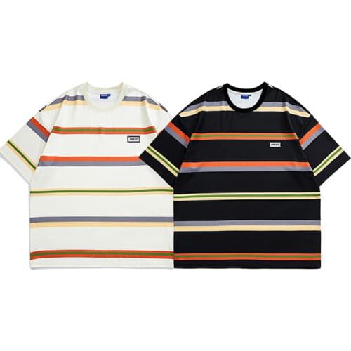 Women Aesthetic Harajuku Short Sleeve Cute Shirt O Neck Top Plus Size Women T-shirt Clothing Striped Print T Shirts