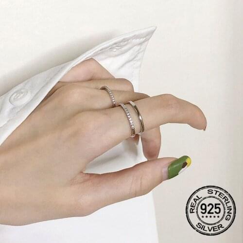 S925 Silver Opening Double-layer Zircon Rings For Women Korean Simple Creative Vintage Fashion Korea Index Finger Jewelry INEFFA