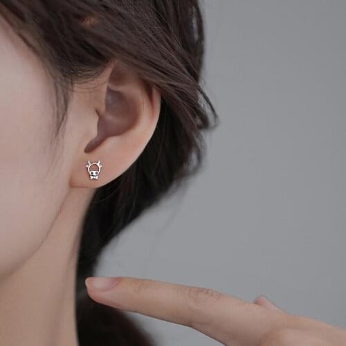 Simple Small Zodiac Hollow Bull Animal 925 Sterling Silver Stud Earrings For Women Fashion Funny Jewelry Gift