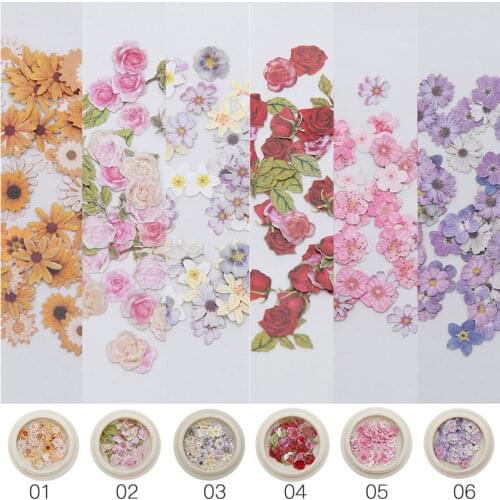 1box Nail Art Accessories Nail Small Nail Dried Flowers Decorative Wood Pulp Chips Flower Jewelry Mixed Color Mixing Patch