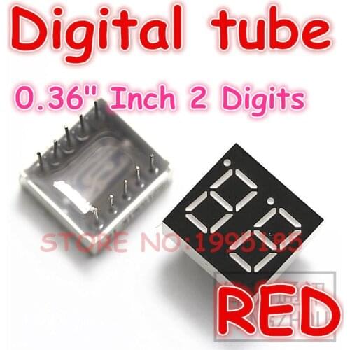 10Pcs/Lot 0.36" Inch 2 Digits Red LED Display 7 Segment Light LED Digital Display Digital Tube Common Cathode