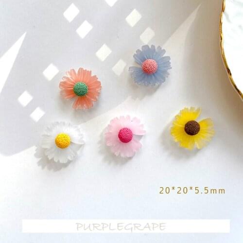10pcs Spring Mori Hipster Sweet Fairy Daisy Flower Shape Flat Resin Material DIY Ear Stud Earrings