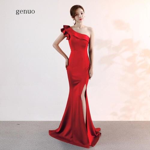 2019 Women Sexy One Shoulder Backless Ruffle Party Long Dress Vestidos Verano Summer Elegant Red Maxi Dress Evening Gown Prom
