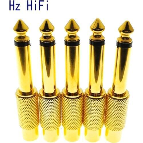 5PCS 6.35mm 1/4In Mono Male Jack to RCA Female Plug Audio Adapter Connector