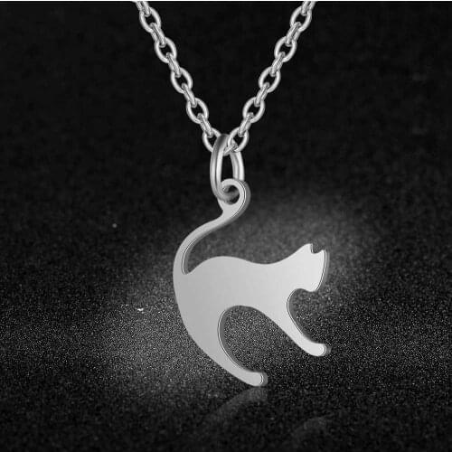 AAAAA Quality 100% Stainless Steel Running Cat Charm Necklace for Women Super Fashion Charm Jewelry
