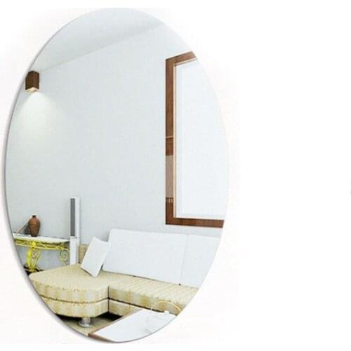 Acrylic Oval Mirror Tile Stickers Reflective Wall Mirror Stickers Self Adhesive Decal Bathroom Bedroom Wardrobe Decor 27X17CM