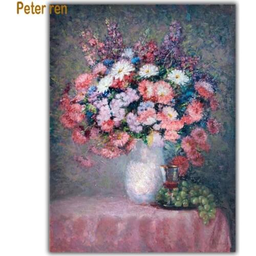 Diy Diamond painting cross stitch flower Square\Round diamond mosaic Rhinestone Full Diamond embroidery Daisy witte fles druiven