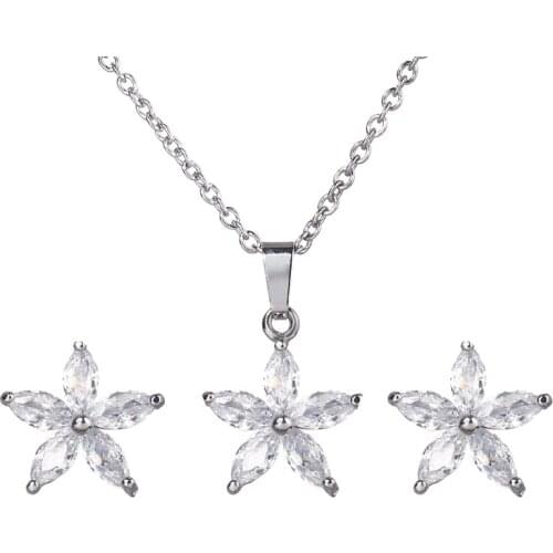 Bettyue Simple Star Appearance Design White Color Noble Necklace And Earring Women&Girls Fashion Statemen Zirconia Ornament
