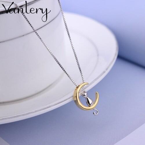 Bohemian Vintage Long Moon Cat Necklaces For Women Charm Choker Necklace Boho Jewelry New Christmas Gifts