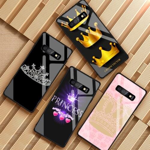 Princess crown Tempered Glass Phone Case For Samsung Galaxy S8 S9 S10 PLUS A6 A6S A8 A8S J6 J8 2018 NOTE 8 9