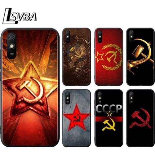 Red Soviet Union USSR Flag for Xiaomi Redmi 10X Pro 9C 9A 9T 9 GO K40 K30 Ultra K20 8 7 S2 6 5 4X Pro Soft Black Phone Case