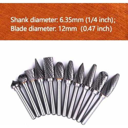 1pcs Double Cut Tungsten Carbide Rotary Burr Bit 1/4" Shank Metal Carving Drilling Polishing Bit Rotary File Cutter Power Tool