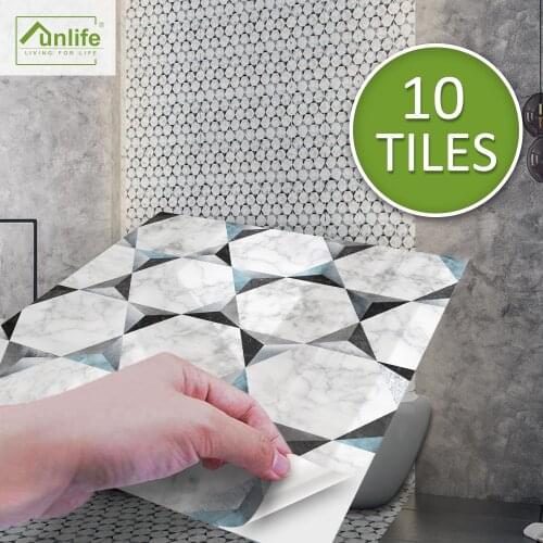 Funlife® BRILLIANT™ 15/20cm Hexagon Mentalic Grey Marble Tile Sticker Waterproof Wall Sticker for Kitchen Bathroom Home Decor
