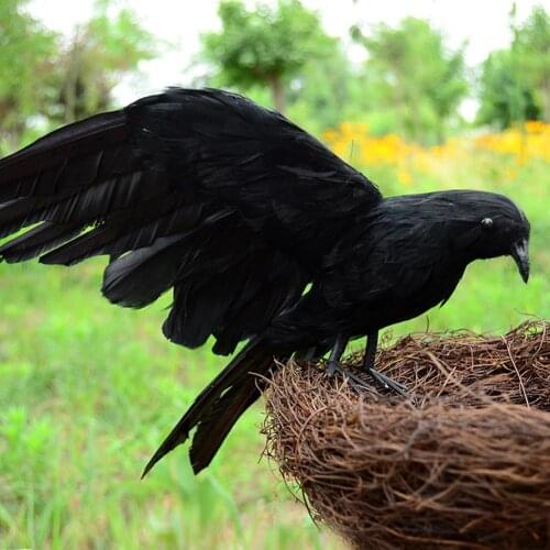 Simulation Vivid Artificial Feathered Crow Bird Ornament Halloween Party Props Decoration For Garden Yard Shop Window lifelike