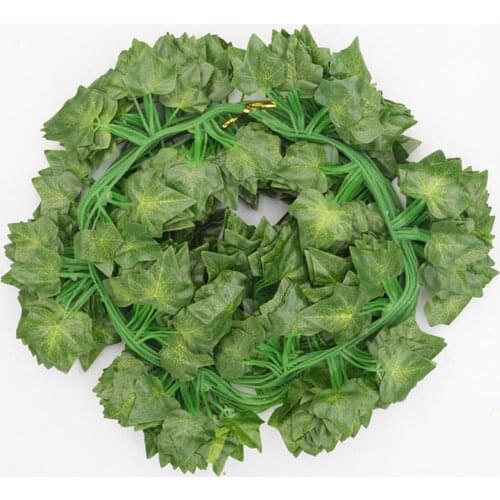 2m Artificial Ivy Leaves Green Plant Plastic Leaf Silk Fake Vines Plants Hanging Garland Wedding Party Bathroom Garden Decor