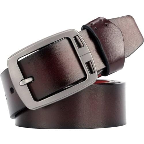 Cow leather mens premium belt mens belt new fashion classic retro pin buckle belt mens belt men