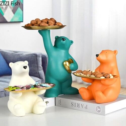 Creativity Polar Bear Ornaments Storage Trays Decorative Candy Pots Snacks Plate Coffee Table Desktop Bowl Nordic Home Decor