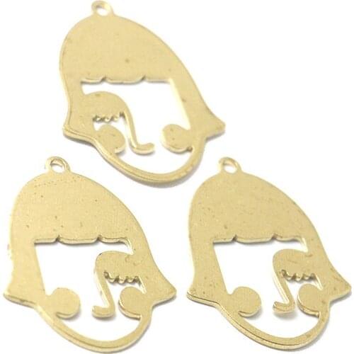 Brass accessories funny girl single hole 31.5*25mm short hair face earring pendant pendant diy handmade material