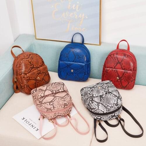 Small Snake Print Backpack Messenger Bags for Women PU Leather Flap Bag Serpentine Mini Bags Bolsas Mujer Sac A Main