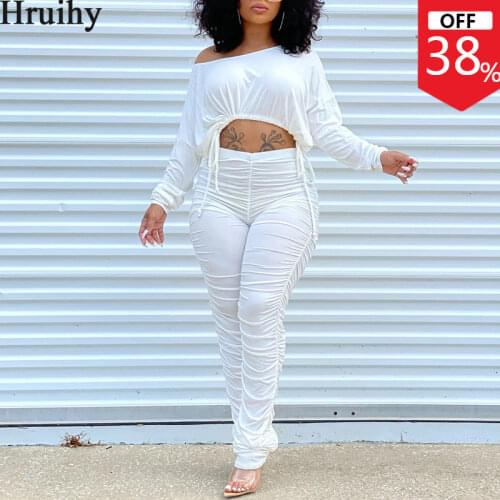Fashion Solid Color Two Piece Outfits Crop Top Women Stacked Leggings Casual Elegant Knit Two Peice Sets Streetwear Ruched 2 Pc
