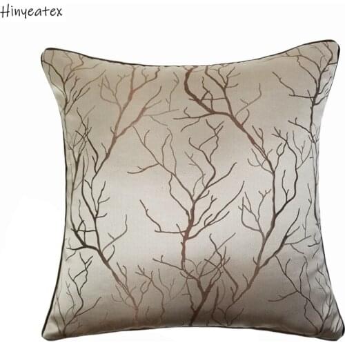 Fashion Contemporary Tree Branches Beige Dark Green Woven Cushion Cover Decorative Home Throw Woven Pillow Case 45x45cm 1pc/lot
