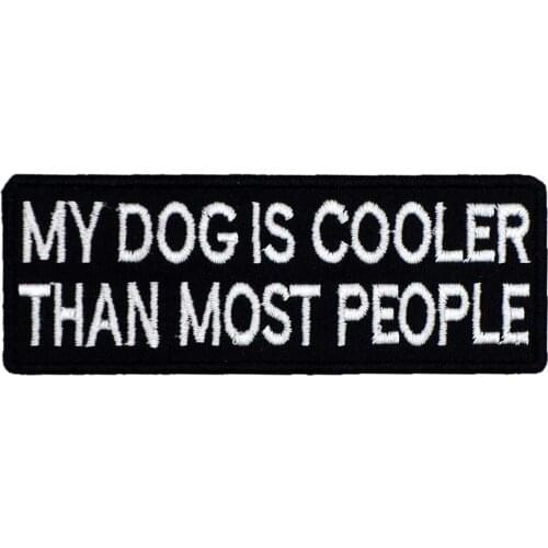 MY DOG IS COOLER Name Tag Punk Military Skull Embroidered Biker Patches for Back Vest Hat