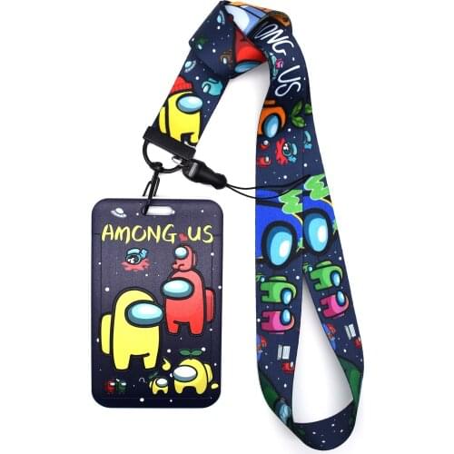 Cartoon Slide Cover Student Card Case Hanging Rope Employee Case Cover Student Lanyard ID Name Card Holder Drop Shipping