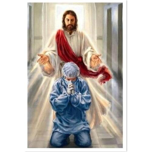 5D Diy round diamond painting kit Jesus Help cross stitch landscape mosaic diamond embroidery home decoration gift