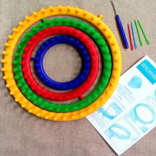Knitting Knitter Looms Ring Set , Pompom Maker Craft Kit Sock Scarf Hat - Round 15cm 20cm 25cm 30cm Random Color