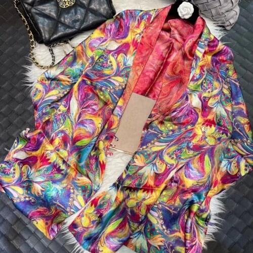 New Luxury Pure Silk Shawl Scarf Fashion Brand Bottons Long Scarves Wraps Spring Fall Ladies Brand 100% Silk Neck Scarf Foulard