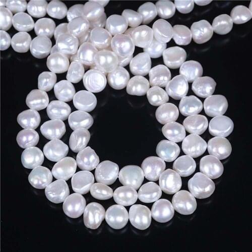 Wholesale AA Natural 8-9mm White Baroque Irregular Pearl Beads Loose 14'' 2PCS