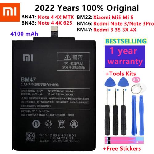 Xiao Mi Original Phone Battery For Xiaomi Redmi Note 4 5 4X 3 Pro 3S 3X 4X Mi 5 4A Note 5A / Pro 5 Plus Replacement batteries