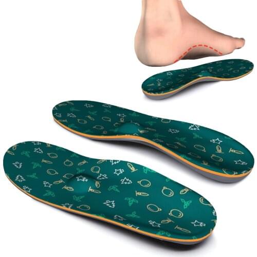Printing High Arch Support Insoles Memory Foam Orthotic Inserts Flat Feet Foot Anti-Slippery Orthotic Insoles for Arch Pain