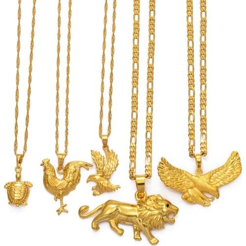 Anniyo Albanian Eagle Pendant Necklaces Women Men Charm Lion Turtle Jewelry African Necklace hip hop Accessories # 232406