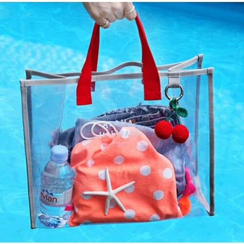 Beach Bag PVC Portable Transparent Storage Package Women Big Capacity Shopping Handbag Simple Lady Shoulder Large Bag
