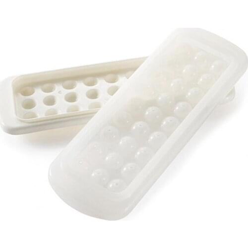 Ice Cube Tray Eco-friendly Round Shape with Lid Anti-deform Easy Demold Plastic Durable Flexible Ice Ball Mould Kitchen Tools