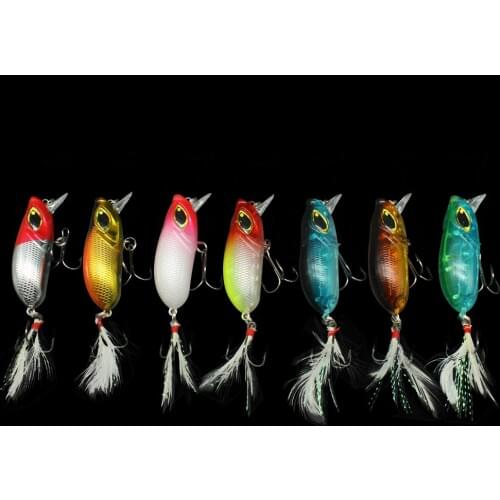 7pcs 6cm 8.4g Lifelike Crankbait Fishing Wobbler Lures With Feather Two Treble Hooks Hard Plastic Artificial Swimbait Lure