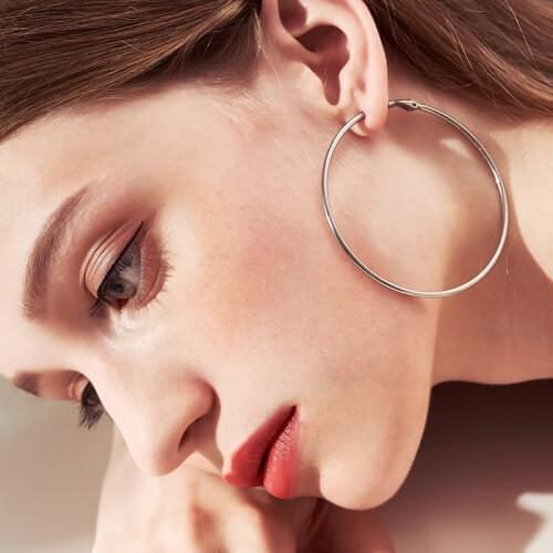 Punk Big Size Earrings Couple Style Fashion Feast Exaggerated Gold Black Big Circle Smooth Earrings Womens Jewelry