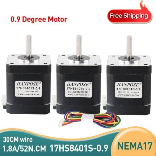 3pcs Nema17 Stepper Motor 17HS8401S 0.9 degree 1.8A 52N.CM 42 motor for CE ROSH ISO CNC Laser and 3D printer motor