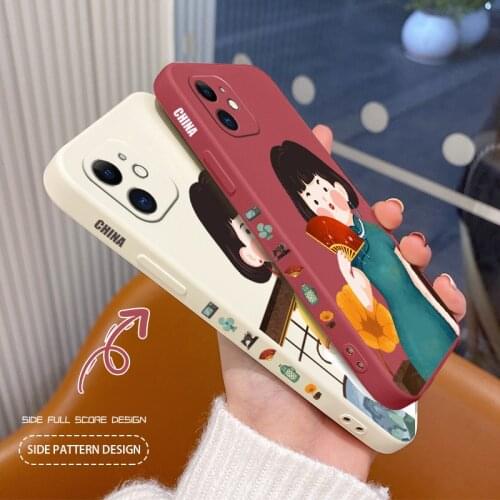 Lazy People Cheongsam Phone Case For iPhone 12 Pro Max 11 X XS XR XSMAX SE2020 8 8Plus 7 7Plus 6 6S Plus Silicone Cover