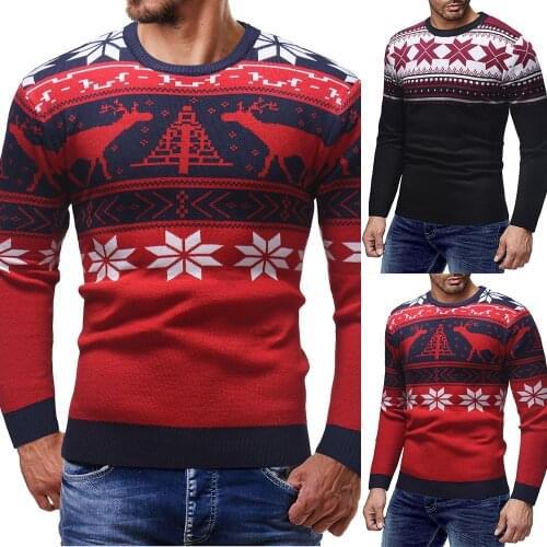Christmas Cotton Printing Sweater Men 2020 Autumn Winter Jersey Jumper Pullover Men O-neck Knitted Sweaters