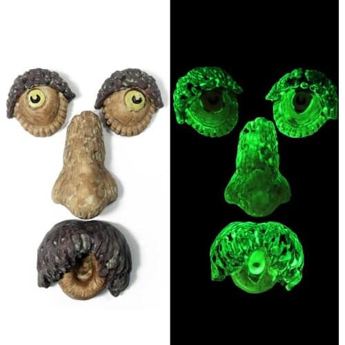Bark Ghost Face Facial Features Decoration Easter Outdoor Creative Props Garden Decoration Luminous Ornaments For Outdoor Props