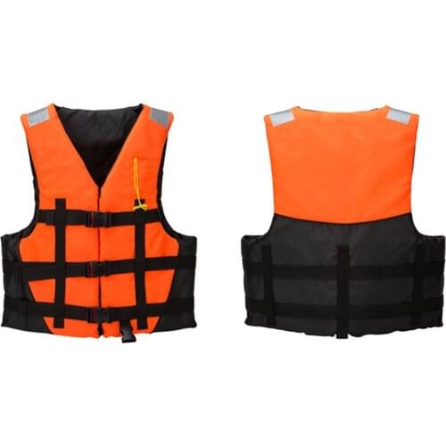 Universal Outdoor Swimming Boating Skiing Driving Vest Survival Suit Polyester Life Jacket for Adult Children with Whistle S-L