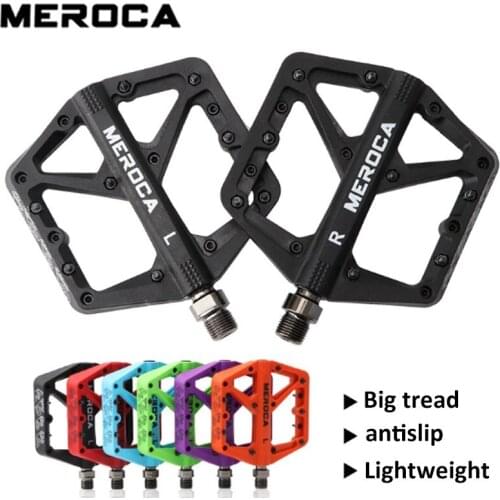 MEROCA Bicycle Pedals Nylon Ultralight Road MTB Bike Pedals Anti-Slip Seal Bearings Cycling Pedal Widen Bicycle Accessories