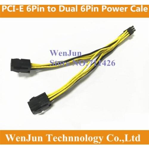 16AWG/18AWG PCI-E Dual 6Pin female to 6Pin male GPU video card Y-splitter Power cable 20CM -1pcs