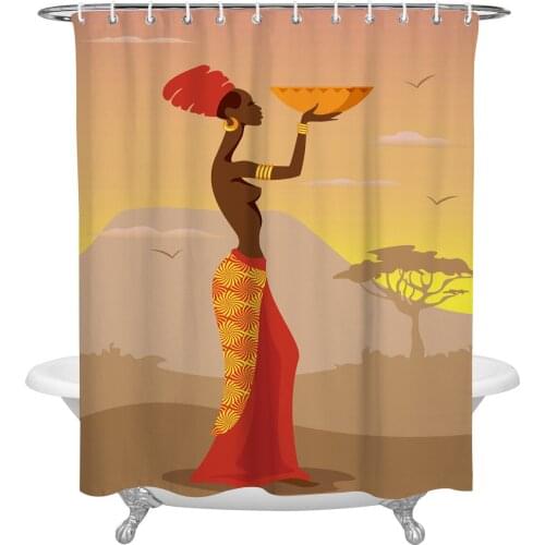 Waterproof Shower Curtains African Woman Shower Curtain Frabic Polyester Bathroom decor Curtain