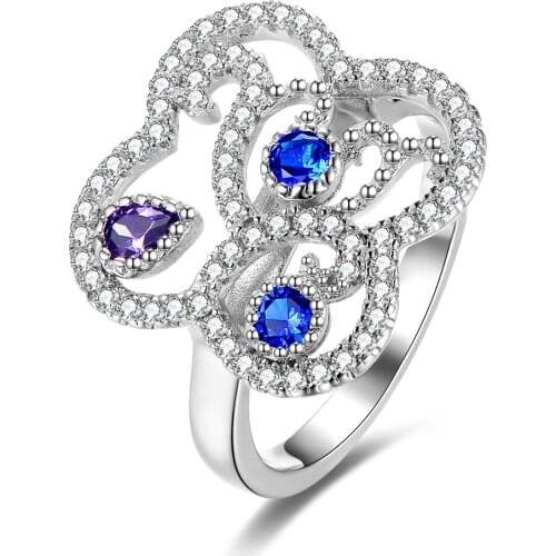 GW Fashion Jewelry Princess Natural Gems Ring Pure Solid Genuine 925 Sterling Silver Ring 2016 Brand Gift For Women FR352H70